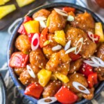 Sweet and Sour Chicken is a typical dish you'll find at Chinese-American restaurants. I love the crispy, tangy flavor of this sweet and sour chicken recipe! It's best served with white rice, vegetables, and my homemade sweet and sour chicken sauce.