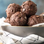 Walnut Brownie Protein Balls in a white bowl