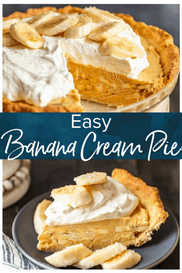 Banana Cream Pie is a creamy, delicious dessert filled with custard and fresh bananas. It's the perfect holiday recipe for Christmas, Easter, or Thanksgiving. This easy banana cream pie recipe is so rich and so tasty, everyone will love it!