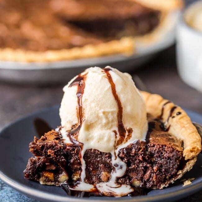 Brownie Pie is a rich, chocolaty dessert that's almost too good to be true! A homemade fudge brownie recipe baked straight into a pie crust gives you two desserts in one.