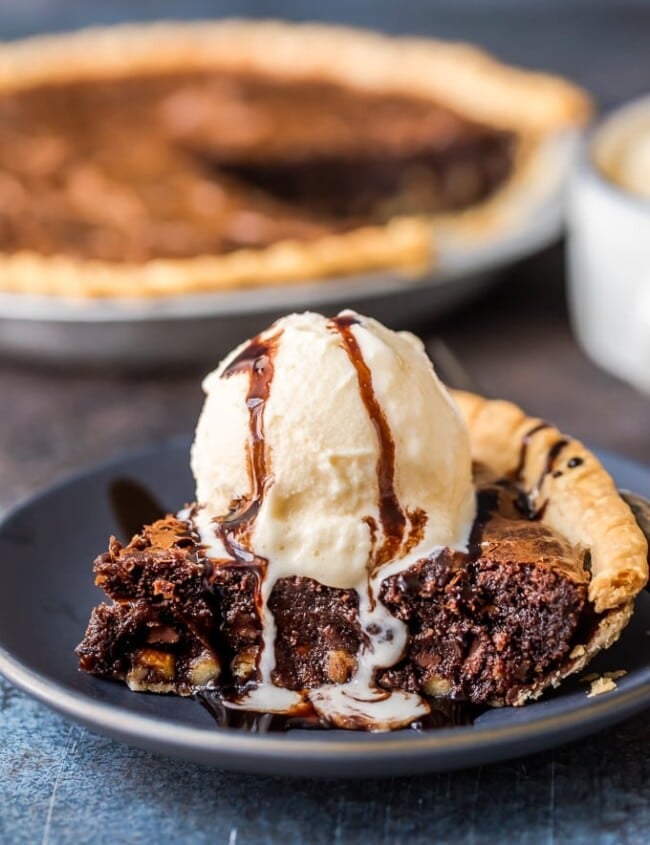 Brownie Pie is a rich, chocolaty dessert that's almost too good to be true! A homemade fudge brownie recipe baked straight into a pie crust gives you two desserts in one.