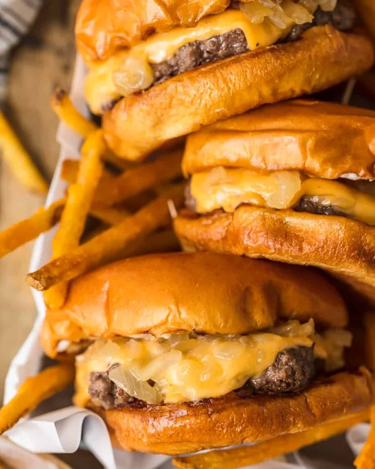butter burgers with fries