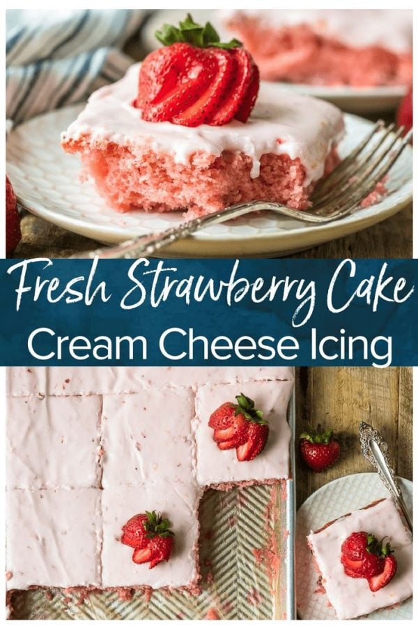 This FRESH STRAWBERRY CAKE recipe is so light, sweet, and easy to make. And with the Strawberry Cream Cheese Icing, this easy cake recipe is just too delicious to resist!