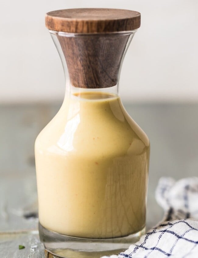Honey Mustard is a sweet, creamy, tangy dipping sauce or dressing that tastes so good with so many things. This homemade honey mustard recipe can be tossed with a nice salad, poured over chicken, or served as a dip with any appetizer.