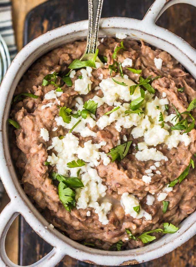 Homemade refried beans recipe in a bowl