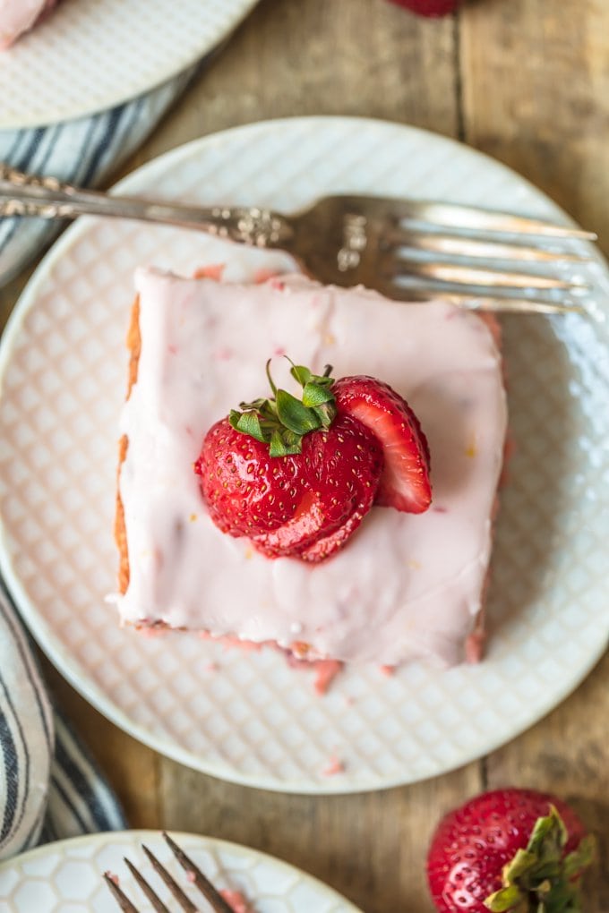Strawberry Cake with strawberry cream cheese icing