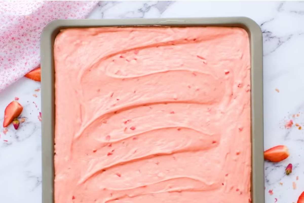 spread batter in a lined baking sheet