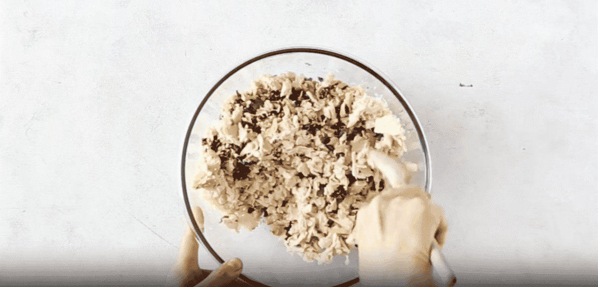 Chicken mixture for the white chicken lasagna. 