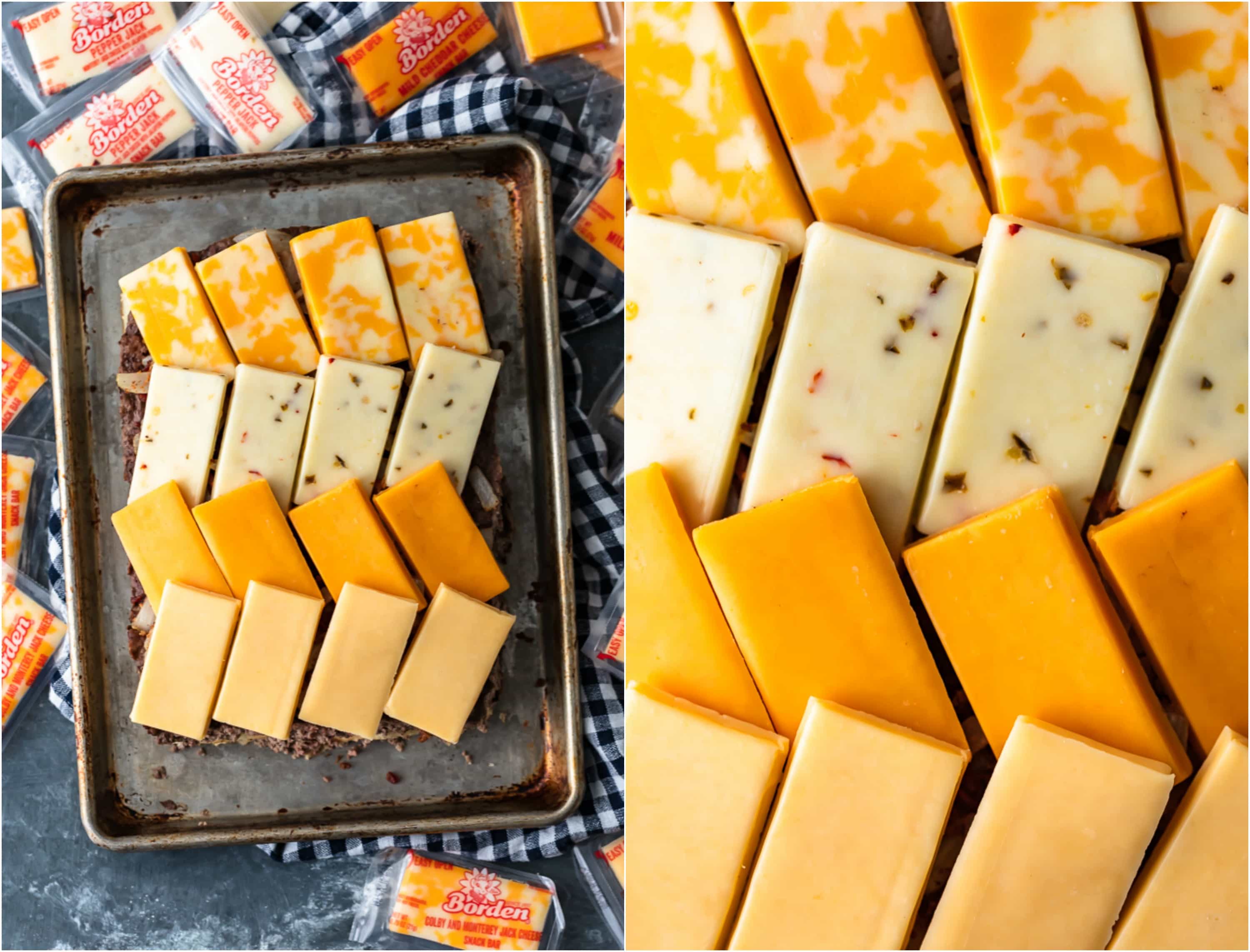slices of cheese arranged on a baking sheet