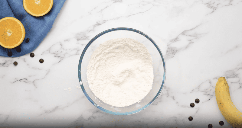 flour in a glass bowl.