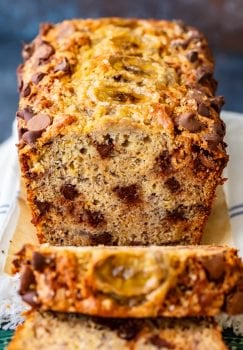 Chocolate Chip Banana Bread is the perfect thing to bake for breakfast, dessert, or just for simple snacking. This homemade banana bread with chocolate chips is so fresh, so flavorful, and so fun! I love this delicious chocolate chip banana bread recipe for any occasion, and it's so easy to make too!