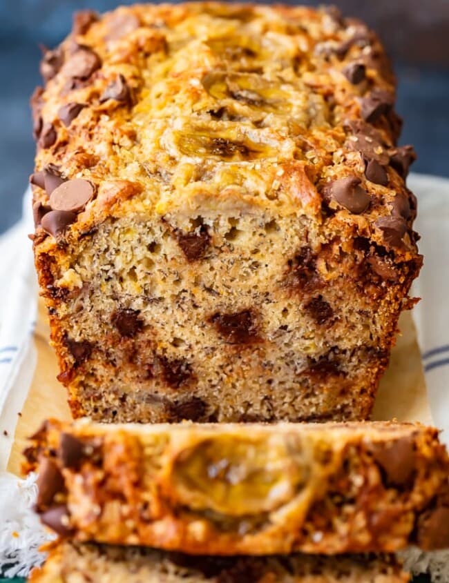 Chocolate Chip Banana Bread is the perfect thing to bake for breakfast, dessert, or just for simple snacking. This homemade banana bread with chocolate chips is so fresh, so flavorful, and so fun! I love this delicious chocolate chip banana bread recipe for any occasion, and it's so easy to make too!