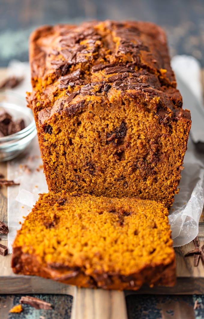 Easy pumpkin bread recipe with chocoalte chunks