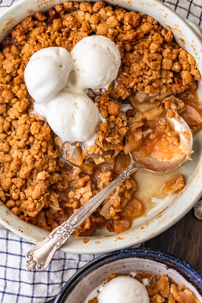 How to make apple crisp: Homemade apple crisp in a baking dish