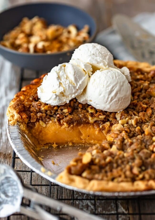 Homemade Sweet Potato Pie Recipe with Walnut Topping {VIDEO!}