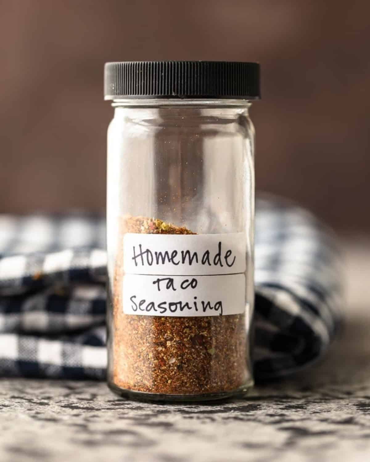 Homemade Taco Seasoning is an easy way to add some flavor to your recipes. This special blend of spices is just perfect for making tacos, casseroles, or any Mexican-inspired dish. Make your own taco seasoning in minutes, and keep it on hand for taco night or weeknight dinners! Taco seasoning in a bottle.