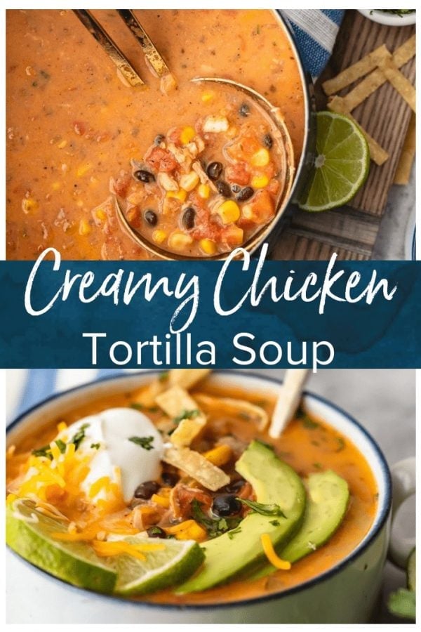 Creamy Chicken Tortilla Soup is one of my favorite fall soup recipes. It's creamy, it's delicious, and it's filled with all of my favorite Tex-Mex ingredients. This easy soup recipe is perfect for any night of the week, and it's so easy to save and reheat later!