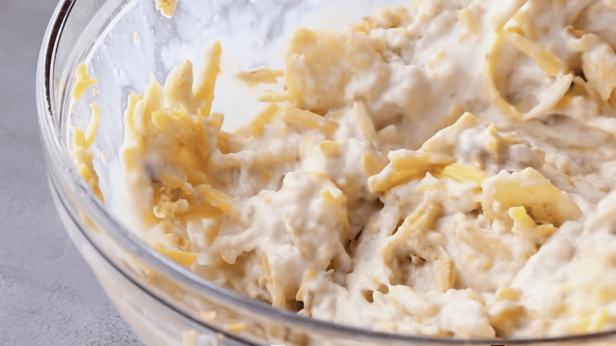 cheese filling in a glass bowl.