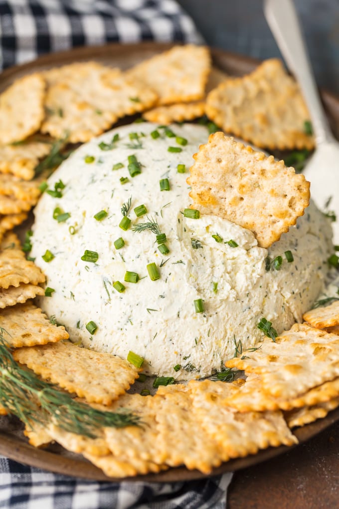 Herb Cream Cheese Dip with crackers
