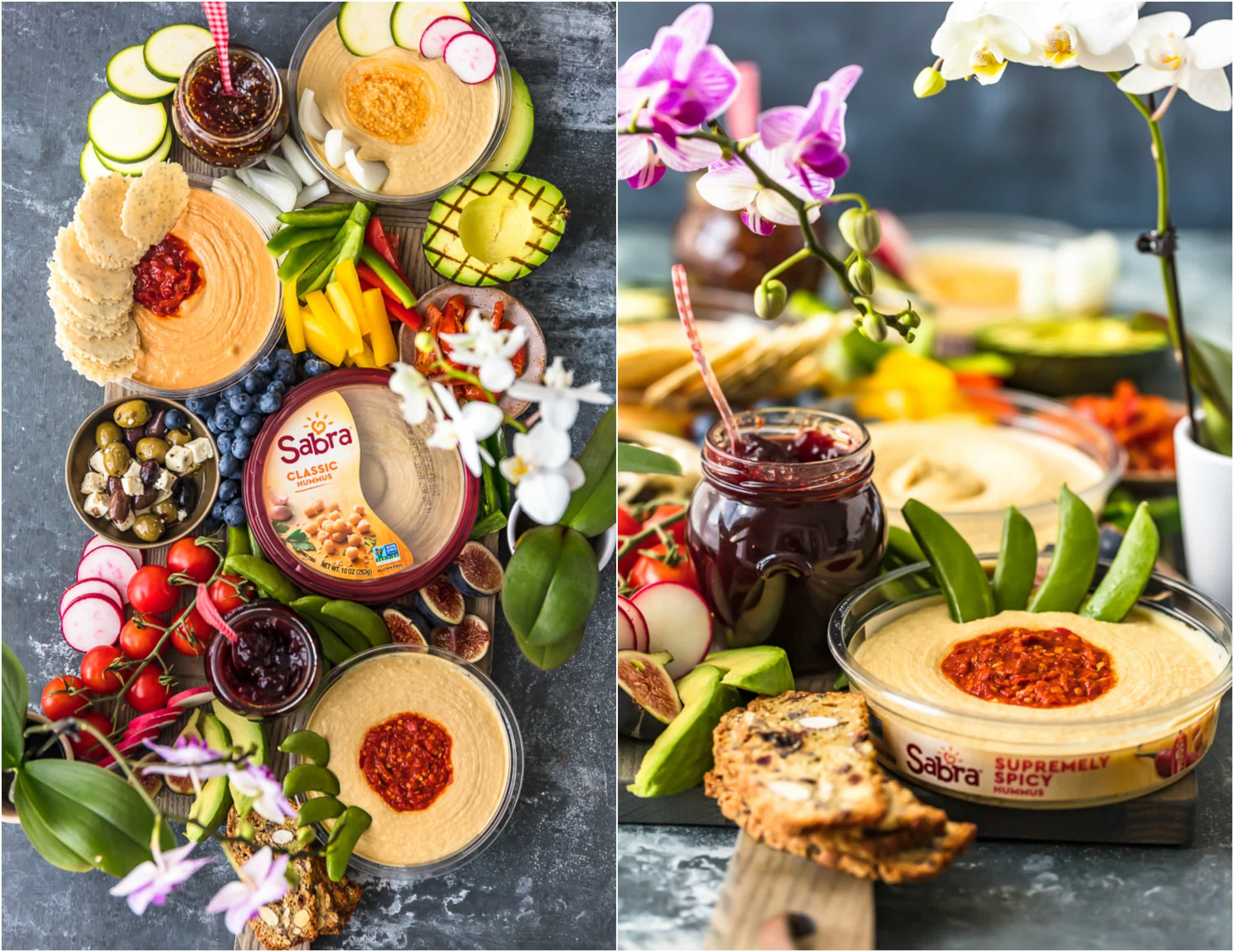 The Ultimate Hummus and Vegetable Board is easier to throw together than you might think! This beautiful spread of Hummus, Summer Veggies, and more is sure to please even the pickiest crowd, and it's healthy as well! So much flavor on this Hummus Board!