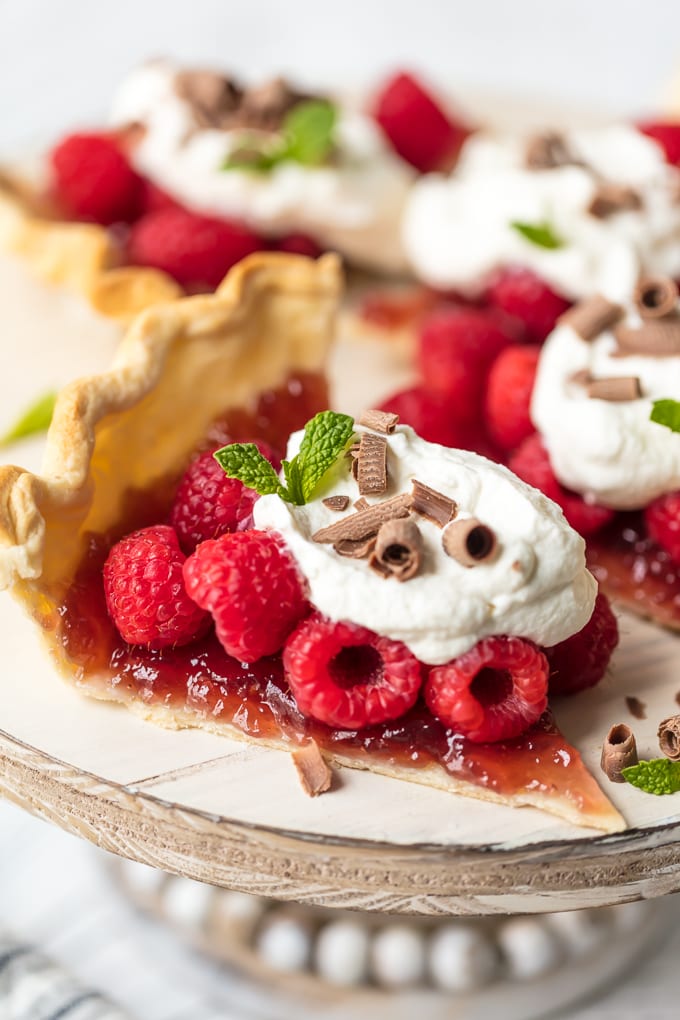 Raspberry jam tarts on a cake stand