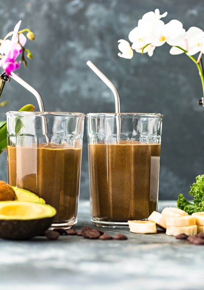 chocolate smoothies on table