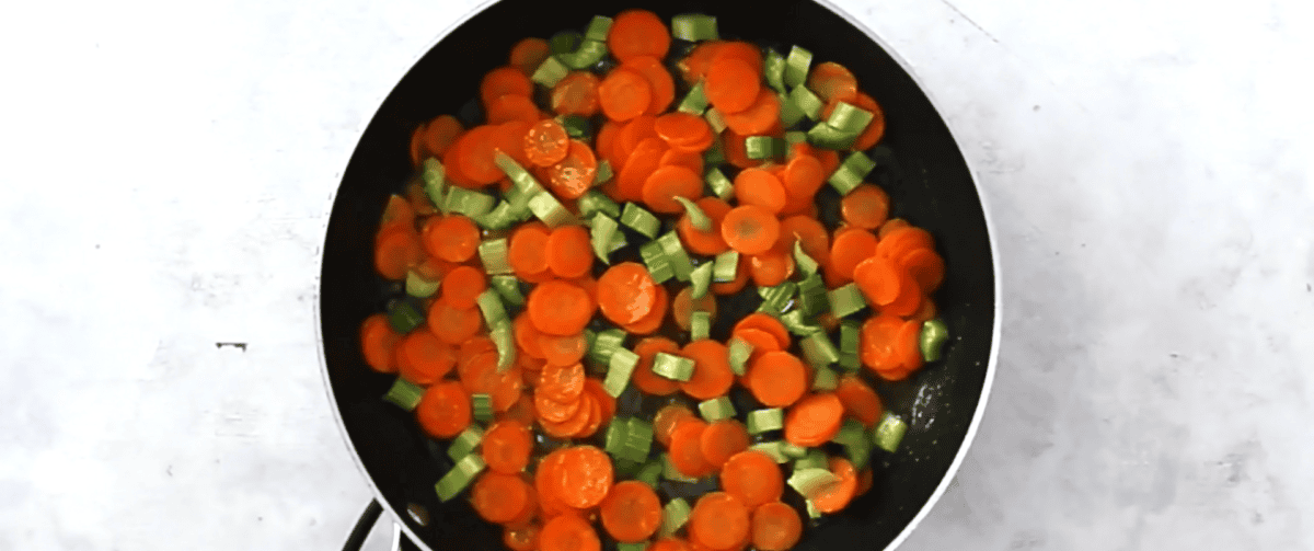 carrots and celery in a pan