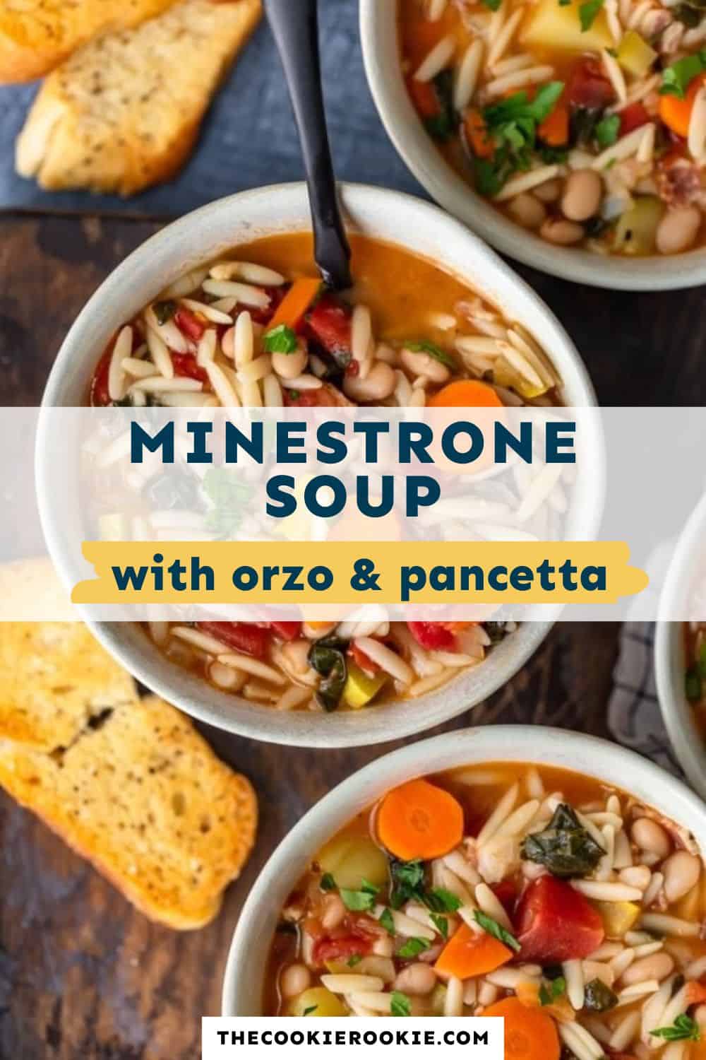 Minestrone Soup with Orzo and Pancetta pin image