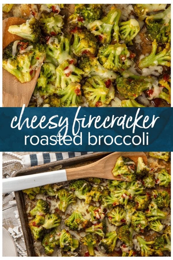 Cheesy broccoli on a baking sheet.