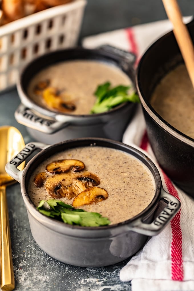 How to make cream of mushroom soup: Two bowls of cream of mushroom soup