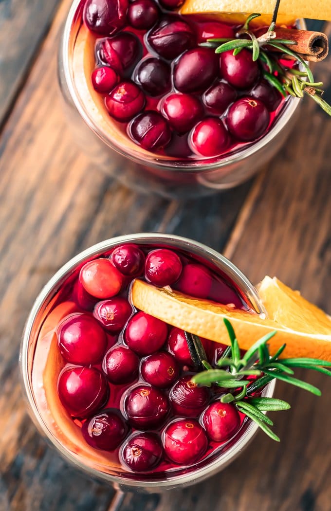 Spiced cider with cranberries and cinnamon