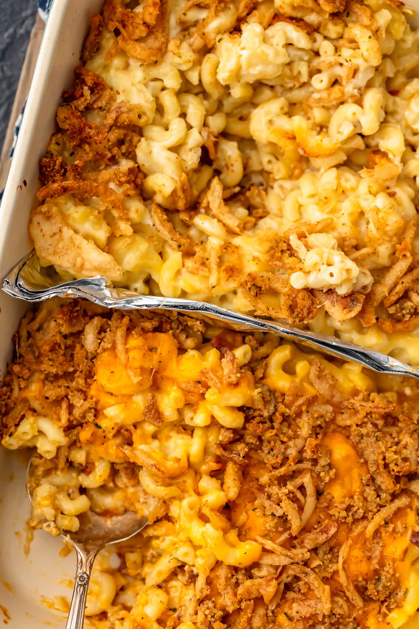 baked mac and cheese two ways in baking dish