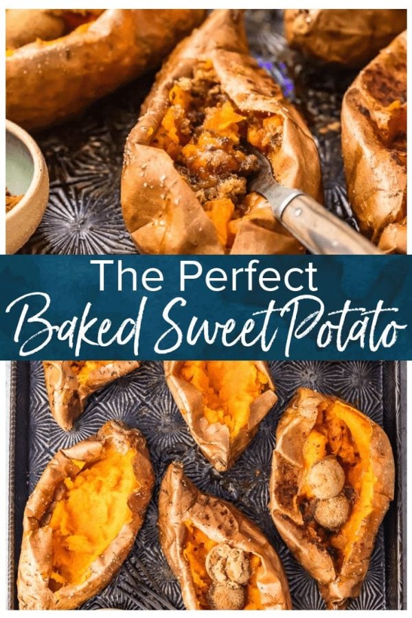 The Perfect Baked Sweet Potato is easy to achieve. So if you're wondering how to bake sweet potatoes, then you've come to the right place! Find out how long to bake sweet potatoes, plus my favorite SIMPLE way to eat them (with butter and cinnamon sugar!).