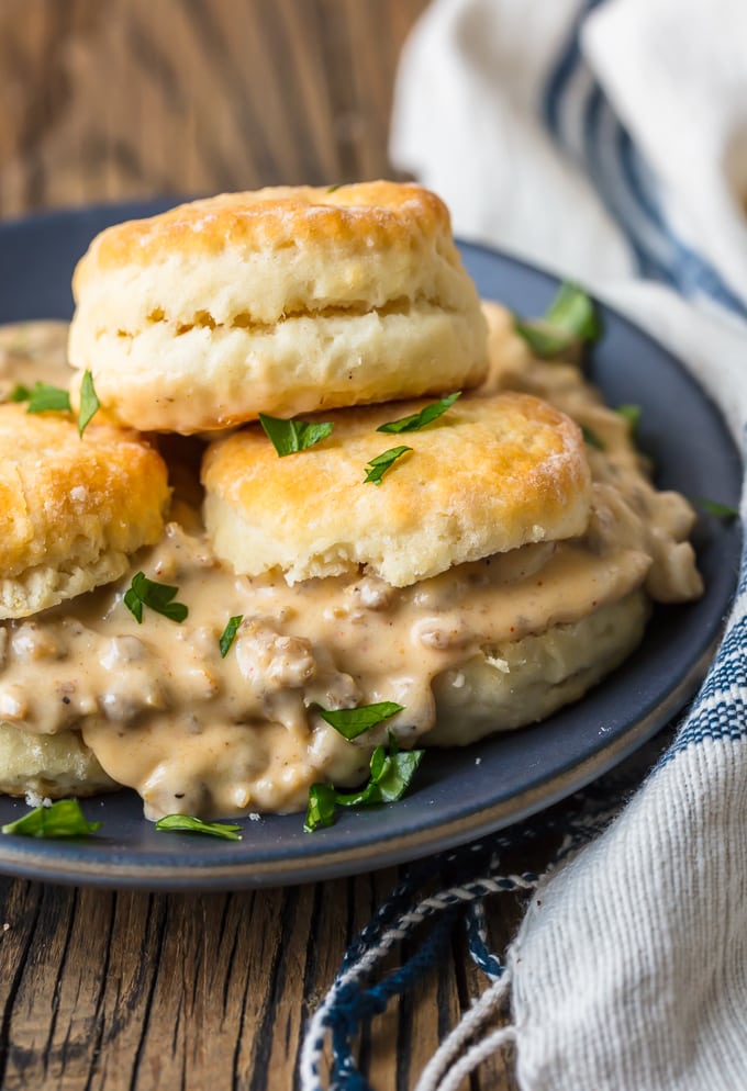 homemade sausage gravy and biscuits