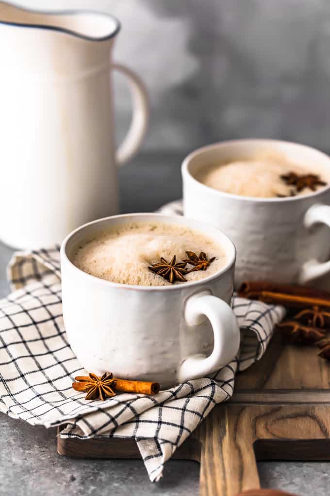 two mugs of spiked chai