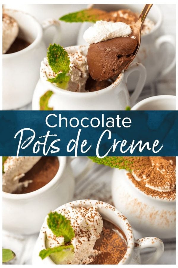 Chocolate Pot de Creme is the perfect holiday dessert. It's simple, it's delicious, and it's so cute. These little pots de creme are rich and chocolatey, with the most amazing texture. I love these as Christmas and holiday desserts!