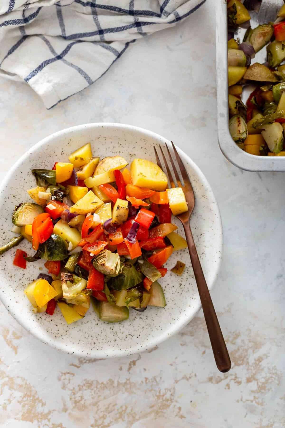 a plate full of baked vegetable mix