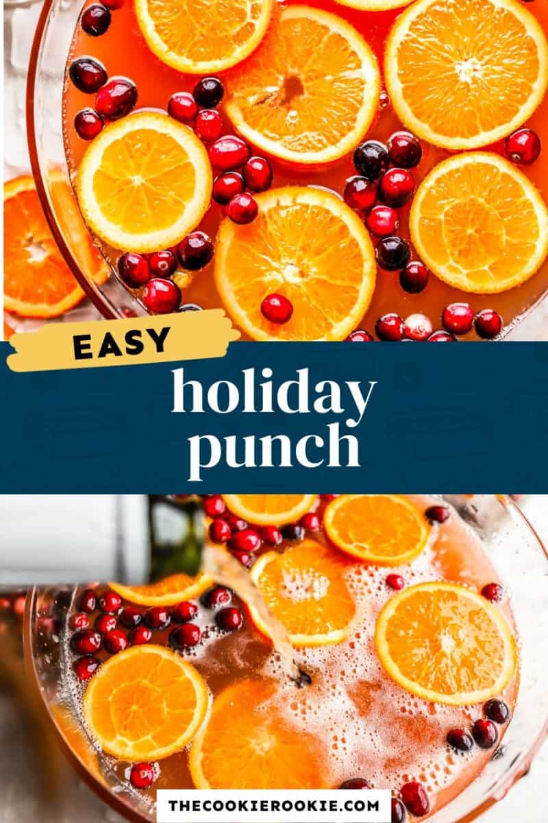Easy holiday punch with orange slices and cranberries.