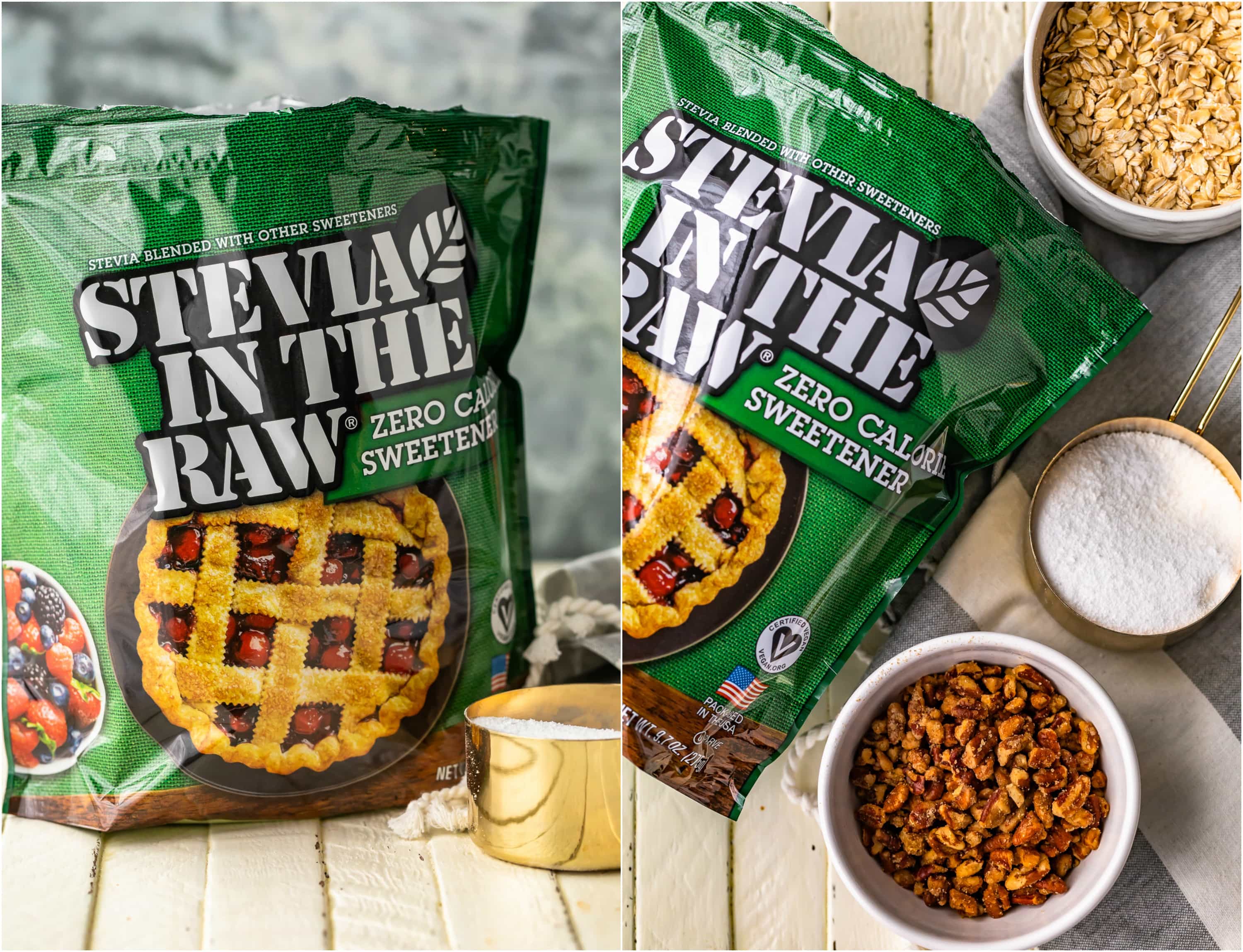 photo collage: packets of stevia in the raw