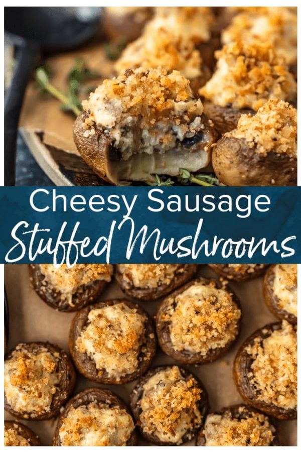 Sausage Stuffed Mushrooms are cheesy, savory, and so delicious! This easy, cheesy sausage stuffed mushroom recipe is the perfect appetizer for holidays, game day, or any special occasion. Mushroom caps are stuffed full of cheese, sausage, onion, and more to create the most amazing flavor!