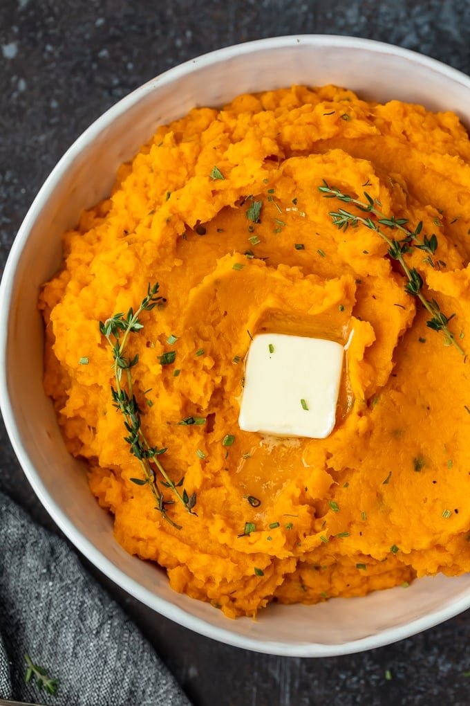 overhead view of savory sweet potato mash