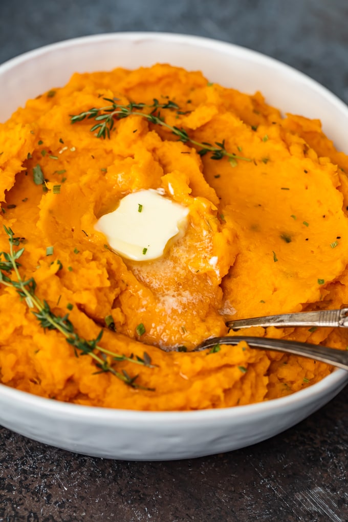 mashed sweet potatoes in a bowl