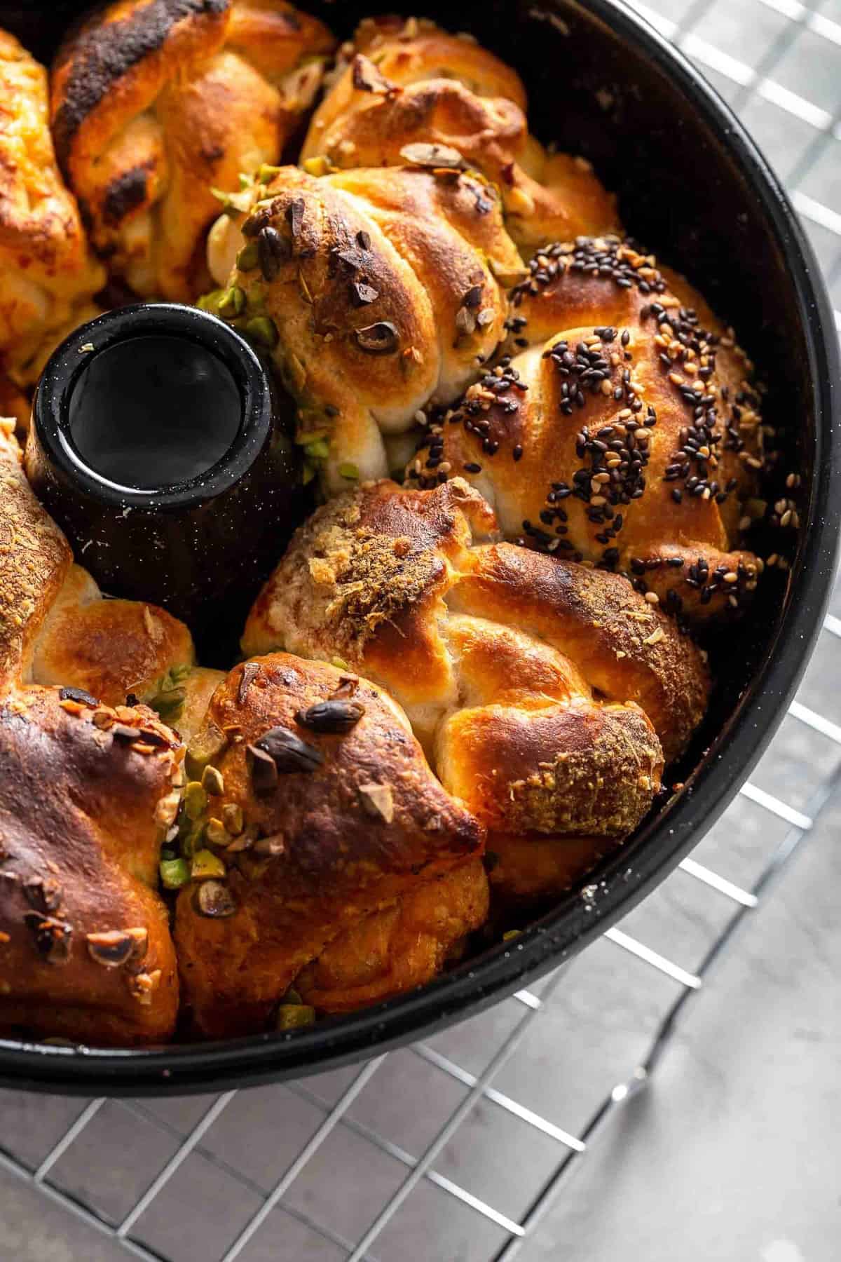 baked bread in a bundt pan