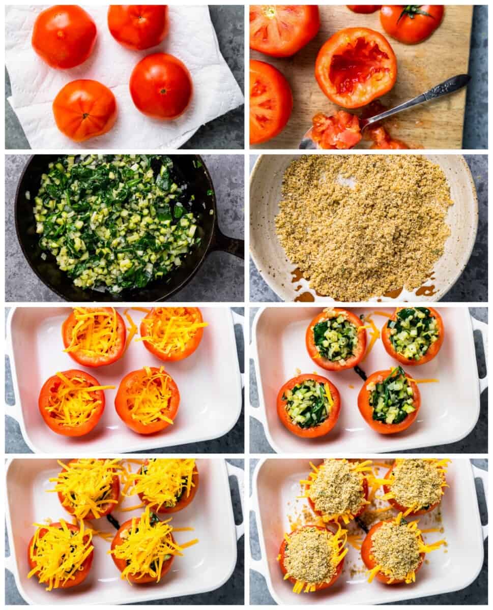 step by step photos for how to make stuffed tomatoes.