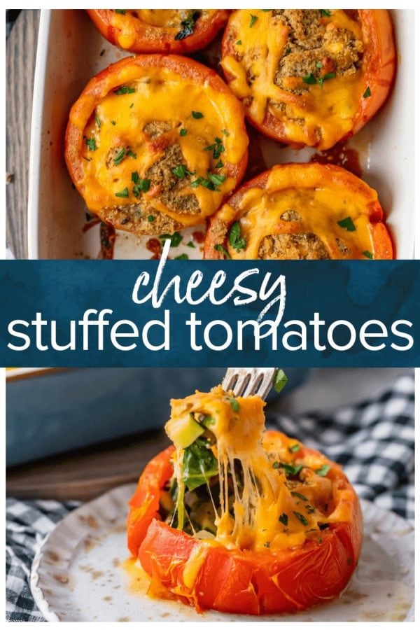 cheesy stuffed tomatoes pinterest collage
