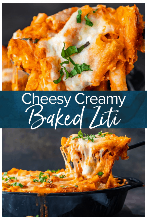 Baked Ziti is a simple and delicious baked pasta dish that never fails to please. This easy baked ziti recipe is extra creamy and cheesy! Everything bakes together into something so tasty...the best baked ziti recipe ever!