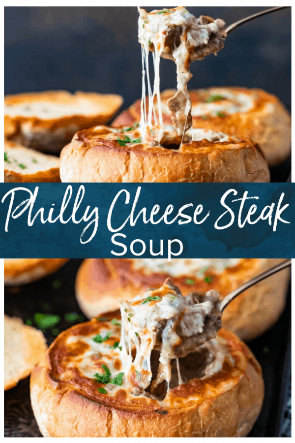 Philly Cheese Steak Soup is the most delicious soup recipe you'll eat this season. If you like cheesesteak sandwiches, then you'll love this bread bowl soup recipe.