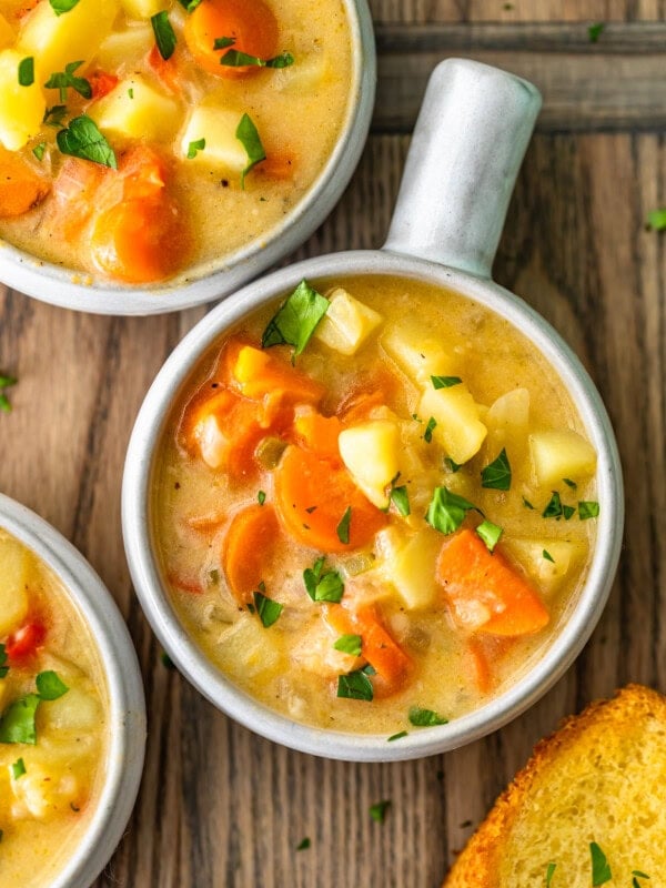 Cheesy Potato Soup is filled with hearty vegetables, potatoes, and lots of cheese! This cheesy potato chowder is a great soup to chow down on during cold winter nights. It's warm, it's easy to make, and it's so delicious. This cheesy potato soup recipe is perfect!