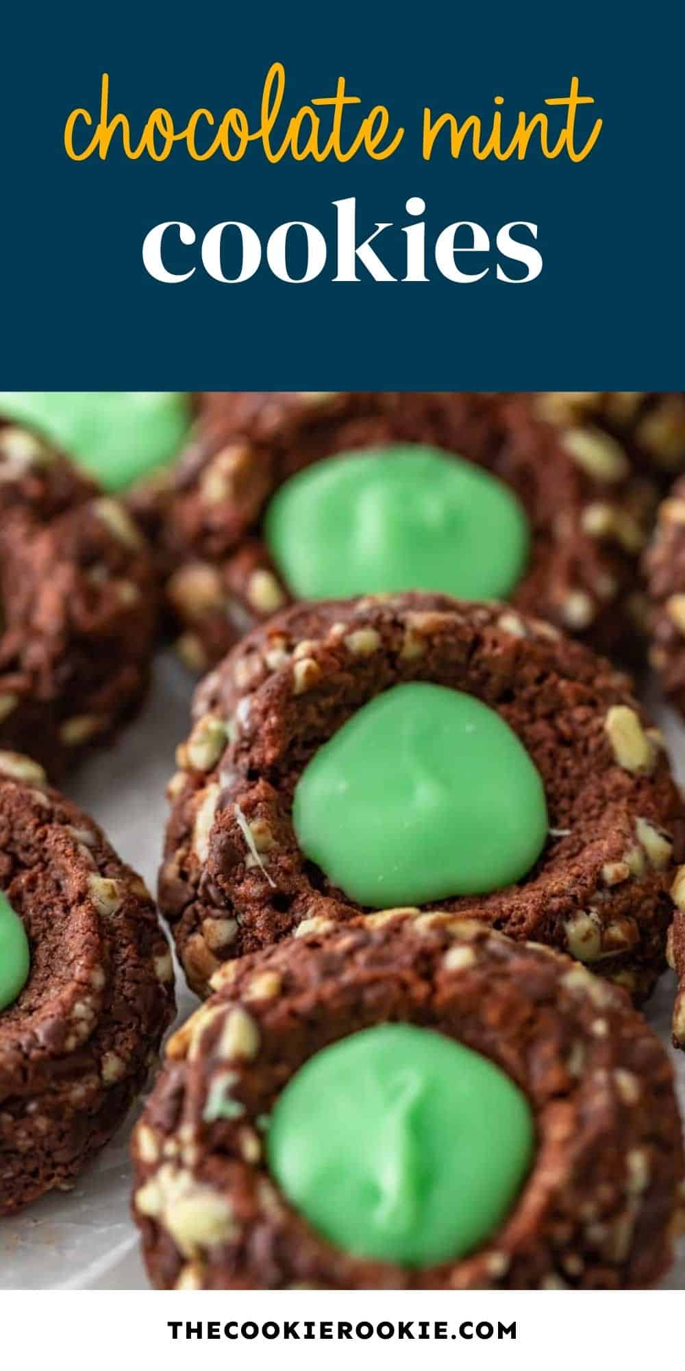 chocolate mint cookies pin image
