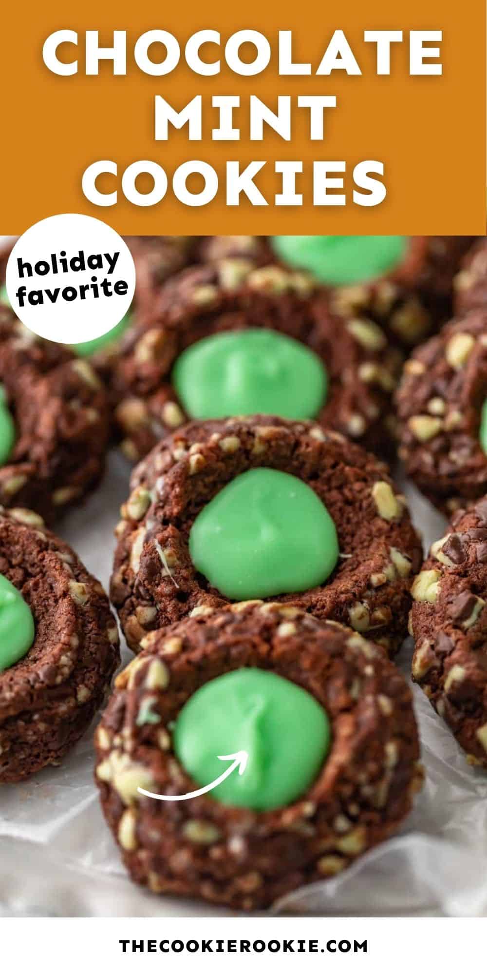 chocolate mint cookies pin image